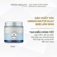 Sáp vuốt tóc nam nữ cao cấp, tạo kiểu linh hoạt giữ nếp cứng tốt, không bóng, dễ lấy BRITISH M Urban Matte Clay 100g