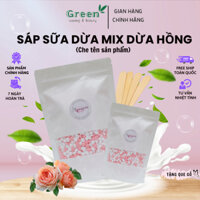 Sáp Wax Lông nóng Sữa Dừa mix Dừa Hồng, Tiệm GREENWAXING, cao cấp chuyên wax triệt lông tặng que wax
