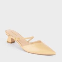 Sapo Cao Gót Da Trơn Quai Dây Chéo Phối Khóa Đính Móc Cài MH8 Kem