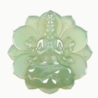 Sapphire Lotus Guanyin Mặt dây chuyền Sapphire Mẹ Bồ Tát Mặt dây chuyền Vòng cổ ngọc bích