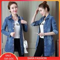 [SARA] ÁO KHOÁC JEAN FORM DÀI IN CHỮ SAU VN