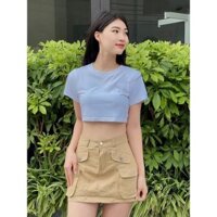 [SARA] Chân Váy Nữ Ngắn Kaki Túi Hộp TD022