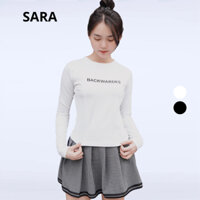 [SARA VIỆT NAM] Áo Thun In Hình BACKWARDES  Dài Tay Co Dãn 4 Chiều Dày Dặn Gân Thể Thao 2 Bên Mã TD043