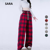 [SARA VIỆT NAM] Quần Nữ Suông Kẻ Caro Ống Rộng Mã TD049
