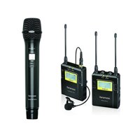 Saramonic UWMIC10 UHF Wireless Lavalier + Handheld Microphone System with Bodypack Transmitter + Lav Mic, Handheld Mic with Transmitter, Receiver, ...