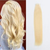 Sassina Most Popular Bleach Blonde Color Tape in Human Hair Extensions Semi-permanent Double Side Skin Wefts 20Pcs 50g per set (613 14inch)