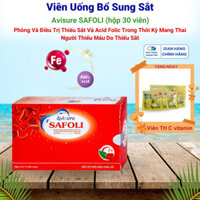 Sắt Hữu Cơ Avisure Safoli Bổ Sung Sắt, Axit Folic Cho Bà Bầu Người Thiếu Máu (Hộp 30 viên)