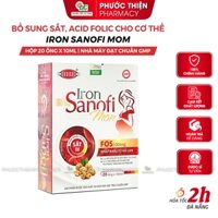 Sắt nước cho bà bầu, sắt cho bé và người lớn bổ máu Sắt 3 Iron Sanofi Mom Hộp 20 ống