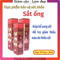 Sắt ống Benmax hộp 20 ống, bổ sung sắt hữu cơ hỗ trợ giảm thiếu máu do thiếu sắt dùng được cho mọi người.