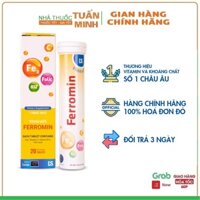 Sắt sủi Ferromin bổ sung Acid Folic, Vitamin, bổ máu, vị dâu, không nóng trong, táo bón 20 viên