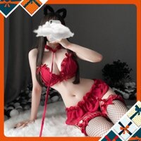 Satty Store Fullset đồ lót Cosplay Badgirl có dây trói cổ L284