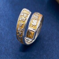Sáu ký tự Mantra Men Vàng Thần Tài Trái Tim Mantra Nhẫn Nam Nữ Tây Tạng Retro Dân Tộc Phong Cách May Mắn Có Thể Điều Chỉnh20250316