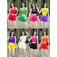 Saurus-ÁO CROPTOP SÁT NÁCH FORM OM (tặng mút đệm L4) có chữ Moody Girls SIÊU XINH, áo tập aerobic, zumba, shuffle, yoga