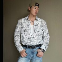 Say CHIC Áo sơ mi nam niche mới bướm thô cạnh tua rua thiết kế hàng đầu dáng rộng áo sơ mi cao cấp