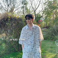 Say CHIC Áo Sơ Mi Nam Xu Hướng Mới Đường Phố Mỹ In Hình Bướm Áo Rời Thường Ngày Phù Hợp Với Áo Sơ Mi Thiết Kế Viền