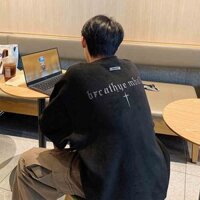 Say CHIC Áo thun dài tay nam nữ Mỹ Retro thêu chéo da lộn