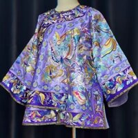 Say Đỏ Mặt 2024 Nguyên Bản Phong Cách Mới Công Nghiệp Nặng Giả Thêu In Hình Bướm Quần Áo Ca Rô Quần Áo Tuyết Quạ Lụa Bướm Hoa