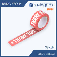 SBK3H - 6 cuộn băng keo in chữ THANK YOU khổ 4.8cm x 70yard - Băng keo cảm ơn, băng keo niêm phong
