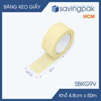 SBKG9V - Block 6 cuộn băng keo giấy khổ 4.8cm x 50m - Băng dính giấy viết được, chặn màu sơn