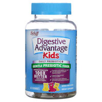Schiff Digestive Advantage Kids Daily Probiotic + Gentle Prebiotic Fiber Natural Fruit 65 Gummies