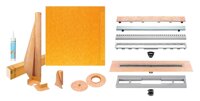 Schluter Kerdi-Line Shower Kit with 39in x 39in Shower Tray (KSLT1000S) and Linear Drain - 28 Inch Channel Body, and Stainless Steel Tileable Grate
