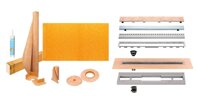 Schluter Kerdi-Line Shower Kit with 36in x 72in Shower Tray (KSLT915/1830S) and Linear Drain - 36 Inch Off-set Channel Body, and Stainless Steel Cl...