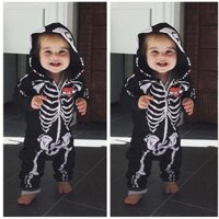 Scirocco Quần Áo Trẻ Em Xuân Thu Quần Áo Đầu Lâu Dài Tay Jumpsuit Áo Liền Quần Halloween Có Mũ Trùm Đầu Phong Cách Cho Bé Romper-0903