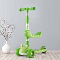 Scooter hình chú ếch 669 có ghế ngồi cho bé yêu - Xe trượt scooter có nhạc có đèn