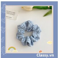 Scrunchies buộc tóc  nhiều họa tiết tông màu xanh biển nữ tính thanh lịch PK706 - PK706-BLUE2