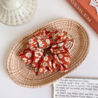 Scrunchies Vải Cotton Hoa Nhí Nhiều Màu Sắc - Cam