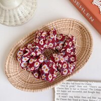 Scrunchies Vải Cotton Hoa Nhí Nhiều Màu Sắc - Đỏ