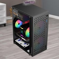 [Sdhi] Micro ATX / ITX Vỏ PC DIY trong suốt Vỏ máy tính để bàn bằng kính HDD + SSD Bộ nguồn ATX Thẻ đồ họa 250mm Bộ làm mát 3 quạt (vn)