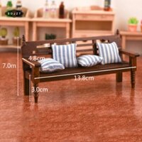 Sdjzt  1: 12 Nhà búp bê Ghế sofa thu nhỏ với 4 gối Đồ chơi Nhà búp bê Gỗ Đồ nội thất đang được bán