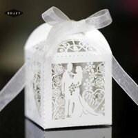 Sdjzt Bộ 50 Hộp Ủng Hộ Đám Cưới Có Ruy Băng Vintage Nhỏ Hộp Quà Tặng Khắc Rỗng Hộp Kẹo Thiết Kế Lồng Chim Hộp Đường Cho Khách Tiệc Trang Trí Đám Cưới Giữ Bánh Quy Sô Cô La