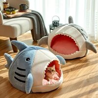Sdjzt Giường Mèo Ấm Áp Hoạt Hình Cá Mập Thú Cưng Hang Giường Mèo Con Ngọt Ngào Giỏ Đệm Mèo Gối Thảm Lều Chó Con Tổ Hang Động Hàng Thú Cưng Đang Bán