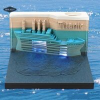 Sdjzt  Lịch để bàn lót đại dương có đèn LED Lịch 2025 Memo Pad Lịch để bàn sáng tạo Ghi chú DIY Notepad Lịch nghệ thuật 3D Khắc giấy Quà tặng Điêu khắc nhà quà tặng cho trường học