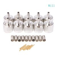 Sẽ 10 Cái N Nam Cắm Uốn RG58 RG142 LMR195 RG400 Cáp Đồng Trục Đầu Nối Thẳng