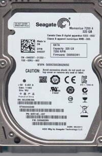 Seagate ST9320423AS Seagate-IMSourcing Momentus 7200.4 320 GB 2.5 inch Internal Hard Drive - SATA - 7200 RPM - 16 MB Buffer - Hot Swappable - Plug-...