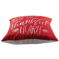 Season Blessing Gather Here With Thankful Hearts In Red Thanksgiving Gifts Cotton Linen Throw Pillow Case Cushion Cover Home Office Living Room Sofa Car Decorative Square Red + white