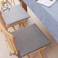Seat cushion 40 x 40 cm Non-slip chair cushion with straps Soft square cotton and linen cushion for indoor & outdoor JP2HY
