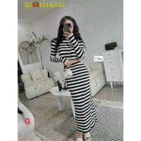 seat váy sọc rời chân váy chữ a maxi dài kèm áo thun cổ tròn tay dài gb fom 52kg