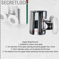 SecretLock Ròng rọc cửa trượt 23mm Tủ quần áo phòng tắm Kính treo Bánh xe xoay Thượng Mỹ