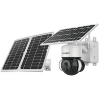 SECTEC Solar WiFi Floodlight Camera Full-Day Recording Color Night Vision PIR Motion Detection Battery Powered IP66 Wate