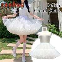 Seekov Váy phồng không xương, Váy sợi mềm 4 lớp màu trắng, Quần áo Cosplay Gothic Fluffy Đáy váy Hỗ trợ