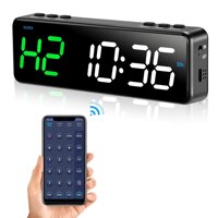 Seesii LED Interval Timer Wireless BT Mobile App Controlled Gym Timer, USB Rechargeable Count Down/Up Clock Stopwatch for Home Gym Fitness (6x1.7inch)