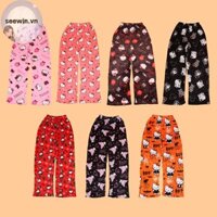 Seewin Sanrio Hello Kitty Bộ Đồ Ngủ Hoạt Hình Kuromi Flannel Quần Bộ Đồ Ngủ Quần Dài Thường Ngày Nhà Quần Halloween Quà Tặng Giáng Sinh vn