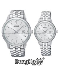 Seiko Cặp (SUR257P1 - SUR667P1) Quartz (Pin) Dây Kim Loại - Chính Hãng