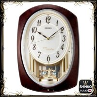 ★Seiko Clock Melody Wall Clock Radio-controlled Analog Dark Brown Marble 366×254×84mm AM265B