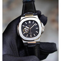 Seiko Open Heart Automatic Black dial MOD Nautilus máy Seiko NH38A + kính Sapphire + Dây da Cá Sấu size 40mm