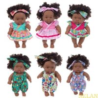 Sela 20cm Mỹ Tái Sinh Đen Cho Búp Bê Handmade Silicone Vinyl Curl Bé Gái D